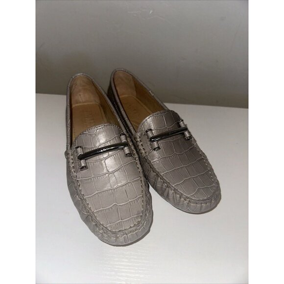 Lauren Ralph Lauren Shoes - Lauren Ralph Lauren Caliana Gray Croc Embossed Loafers Size 6.5